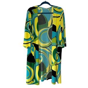 Worthington Women’s XL Green & Aqua Swirl Open Front Tunic Top